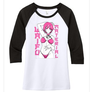 Anime Waifu Material Japanese Anime Lover Shirt Women's Tri-Blend 3/4-Sleeve Raglan Shirt