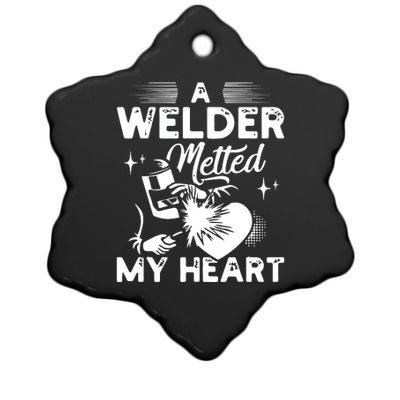 A Welder Melted My Heart Funny Gift For Wife Girlfriend Ceramic Star Ornament