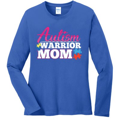 Autism Warrior Mom Cute Autism Awareness Puzzle Piece Gift Ladies Long Sleeve Shirt