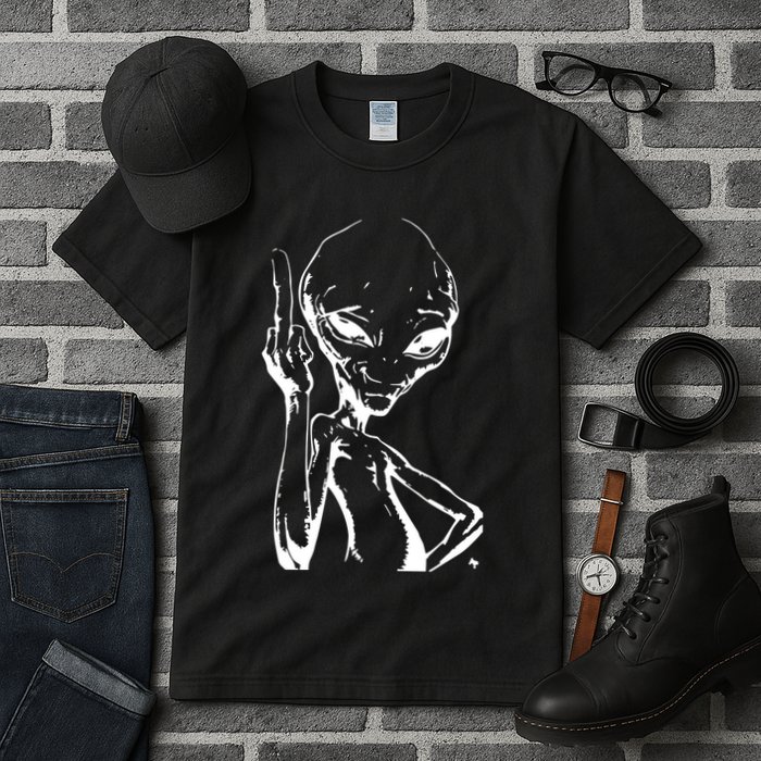 Alien With Middle Finger Tall T-Shirt
