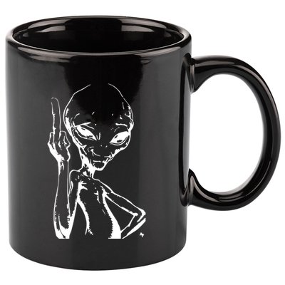 Alien With Middle Finger 11oz C Handle Ceramic Mug