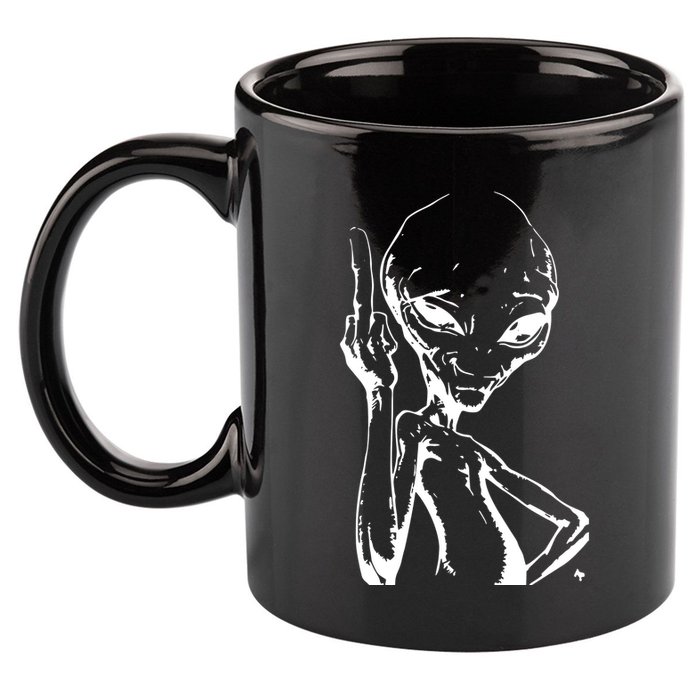 Alien With Middle Finger 11oz C Handle Ceramic Mug