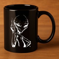 Alien With Middle Finger 11oz C Handle Ceramic Mug