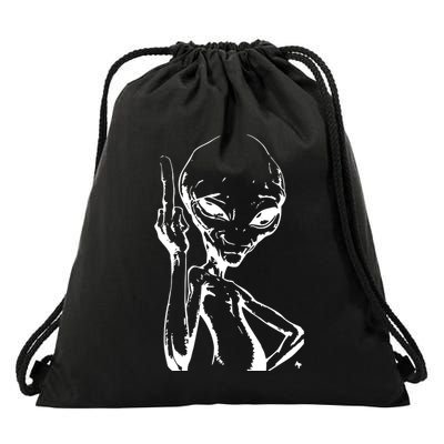 Alien With Middle Finger Drawstring Bag