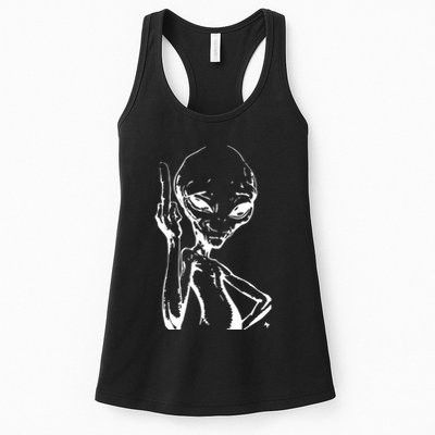 Alien With Middle Finger Womens Tank Top