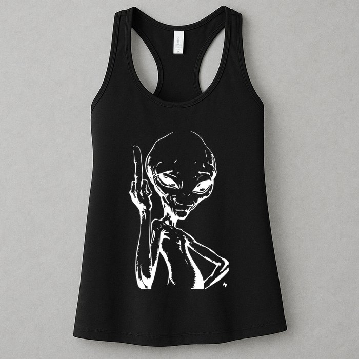 Alien With Middle Finger Womens Tank Top