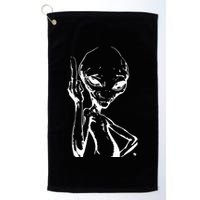 Alien With Middle Finger Golf Towel