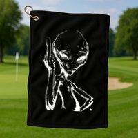 Alien With Middle Finger Golf Towel