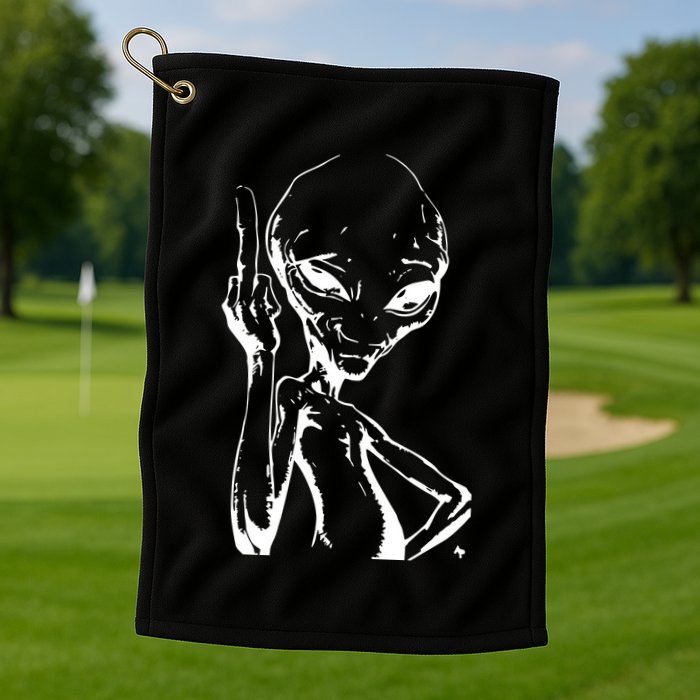 Alien With Middle Finger Golf Towel