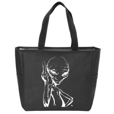 Alien With Middle Finger Zip Tote Bag