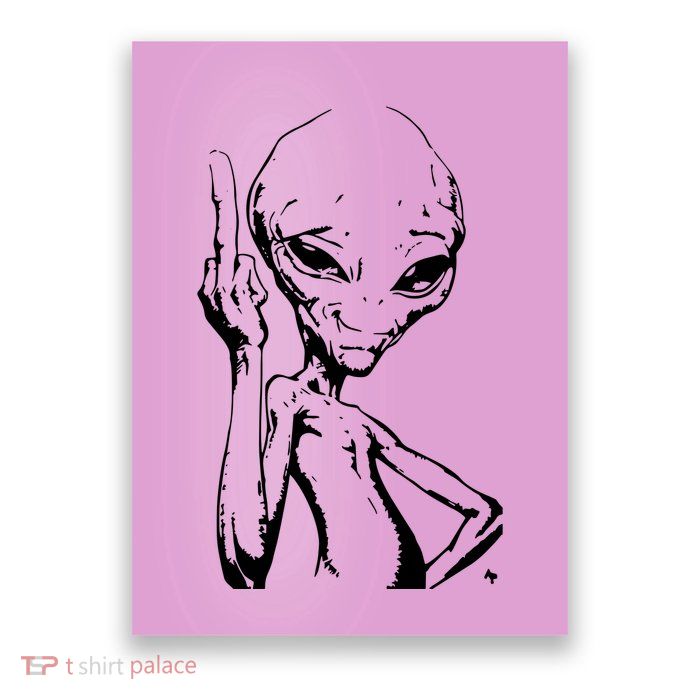 Alien With Middle Finger Poster