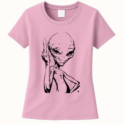 Alien With Middle Finger Womens T-Shirt
