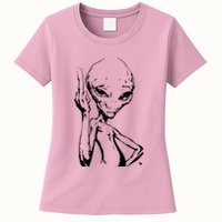 Alien With Middle Finger Womens T-Shirt