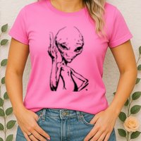 Alien With Middle Finger Womens T-Shirt