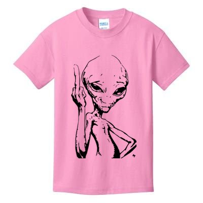 Alien With Middle Finger Kids T-Shirt