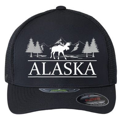 Alaskan Wilderness Moose Glacier Mountains Nature Alaska Flexfit Unipanel Trucker Cap