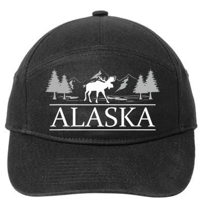 Alaskan Wilderness Moose Glacier Mountains Nature Alaska 7-Panel Snapback Hat
