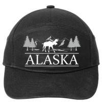 Alaskan Wilderness Moose Glacier Mountains Nature Alaska 7-Panel Snapback Hat