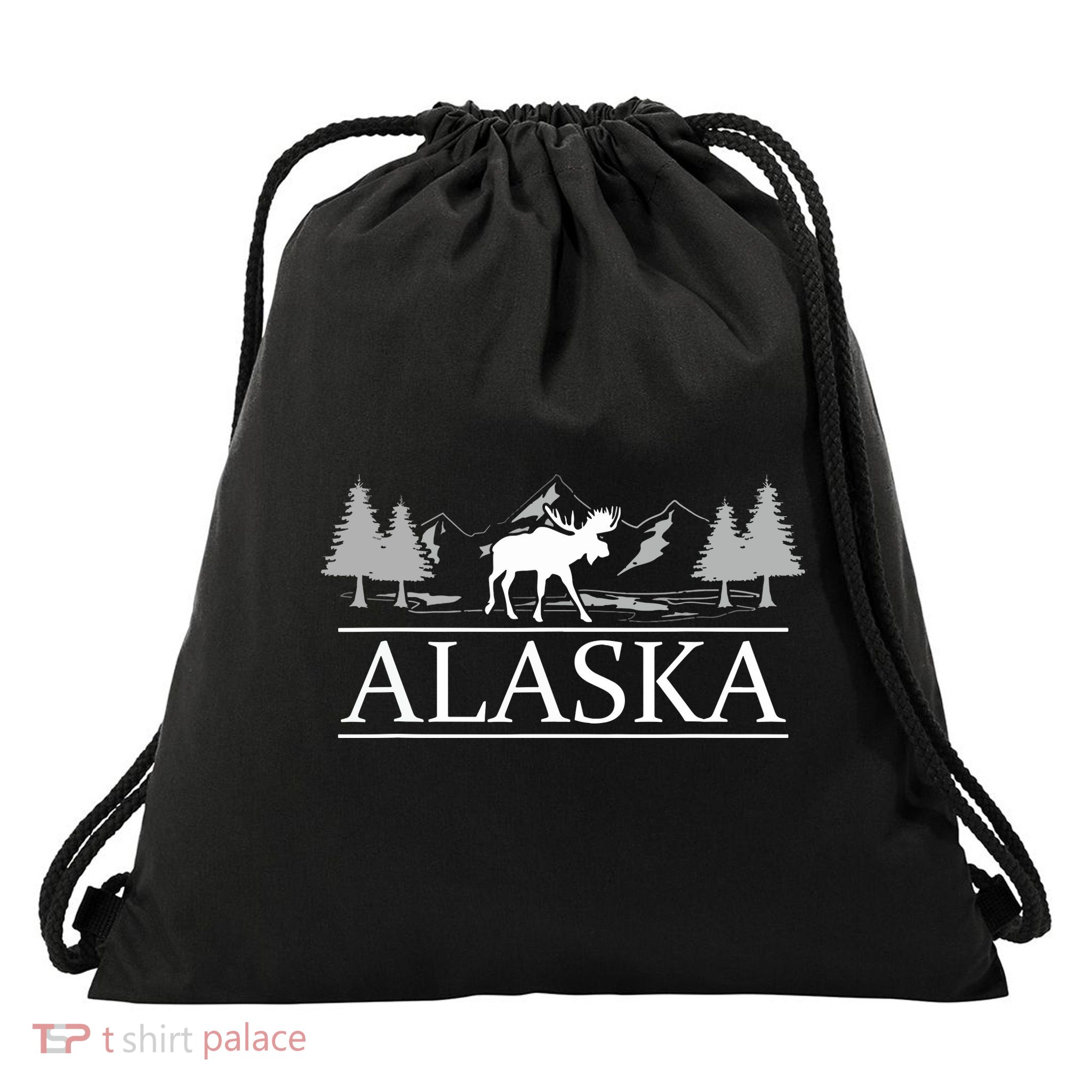 Alaskan Wilderness Moose Glacier Mountains Nature Alaska Drawstring Bag