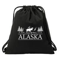 Alaskan Wilderness Moose Glacier Mountains Nature Alaska Drawstring Bag