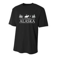 Alaskan Wilderness Moose Glacier Mountains Nature Alaska Youth Performance Sprint T-Shirt