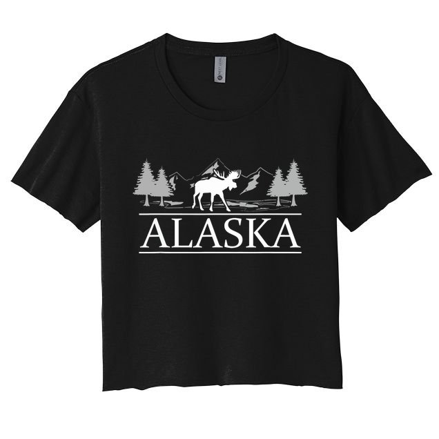 Alaskan Wilderness Moose Glacier Mountains Nature Alaska Crop Top