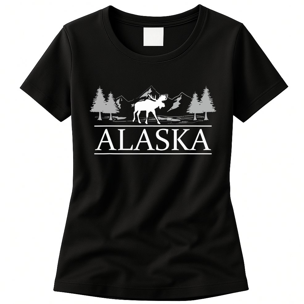 Alaskan Wilderness Moose Glacier Mountains Nature Alaska Womens T-Shirt