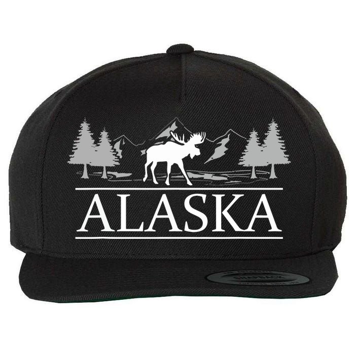 Alaskan Wilderness Moose Glacier Mountains Nature Alaska Wool Snapback Cap