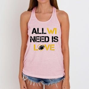 All Wi Need Is Love Green Bay Women's Knotted Racerback Tank