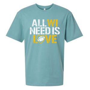 All WI Need Is Love Green Bay Sueded Cloud Jersey T-Shirt