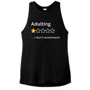 Adulting Would Not Recommend Funny One Star Adulting Ladies PosiCharge Tri-Blend Wicking Tank