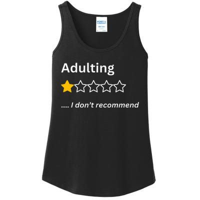 Adulting Would Not Recommend Funny One Star Adulting Ladies Essential Tank