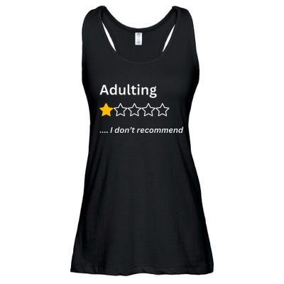 Adulting Would Not Recommend Funny One Star Adulting Ladies Essential Flowy Tank