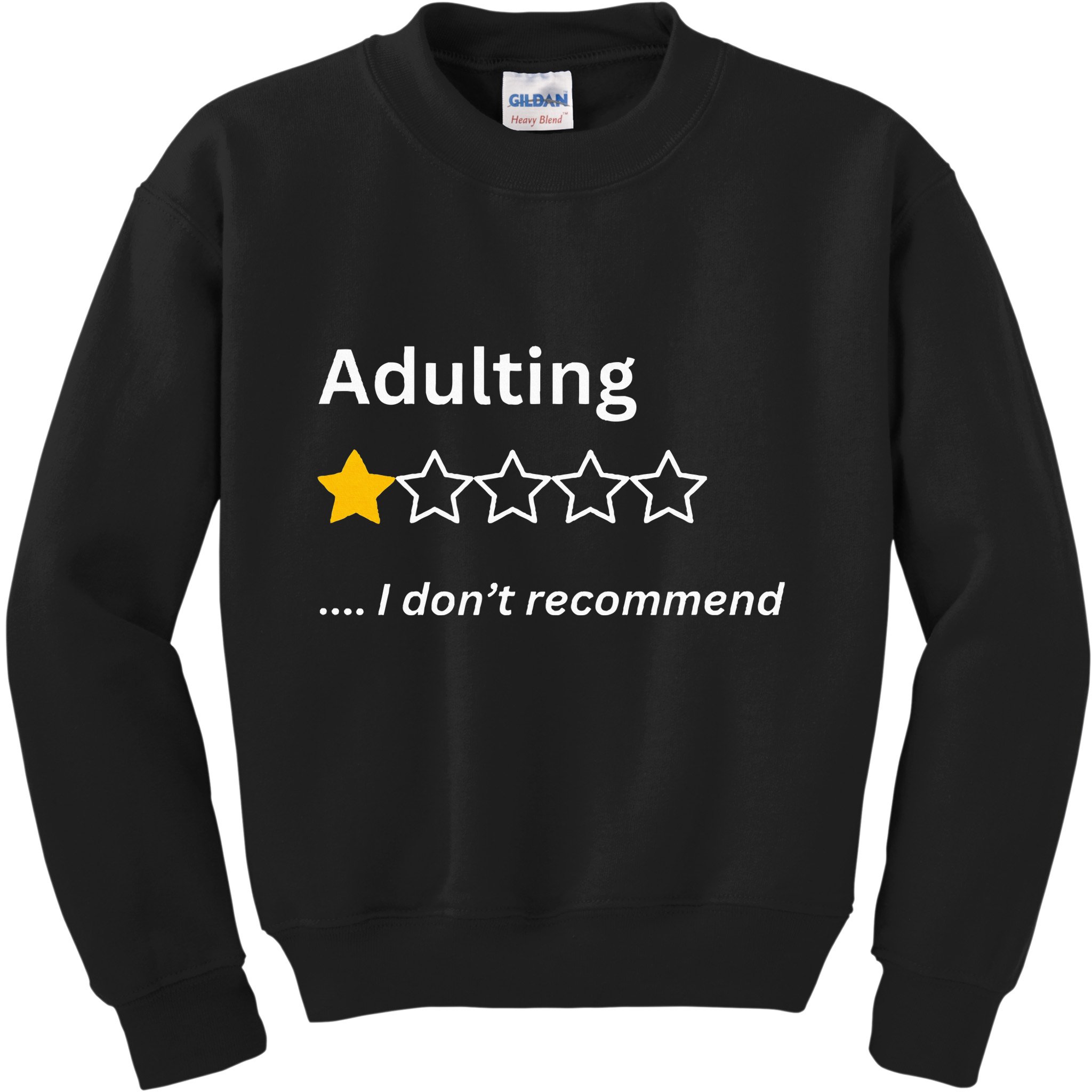 Adulting Would Not Recommend Funny One Star Adulting Kids Sweatshirt