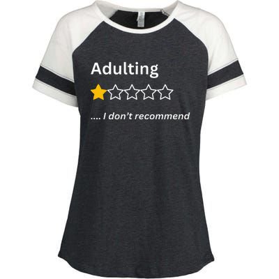 Adulting Would Not Recommend Funny One Star Adulting Enza Ladies Jersey Colorblock Tee