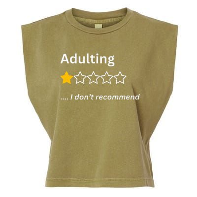 Adulting Would Not Recommend Funny One Star Adulting Garment-Dyed Women's Muscle Tee