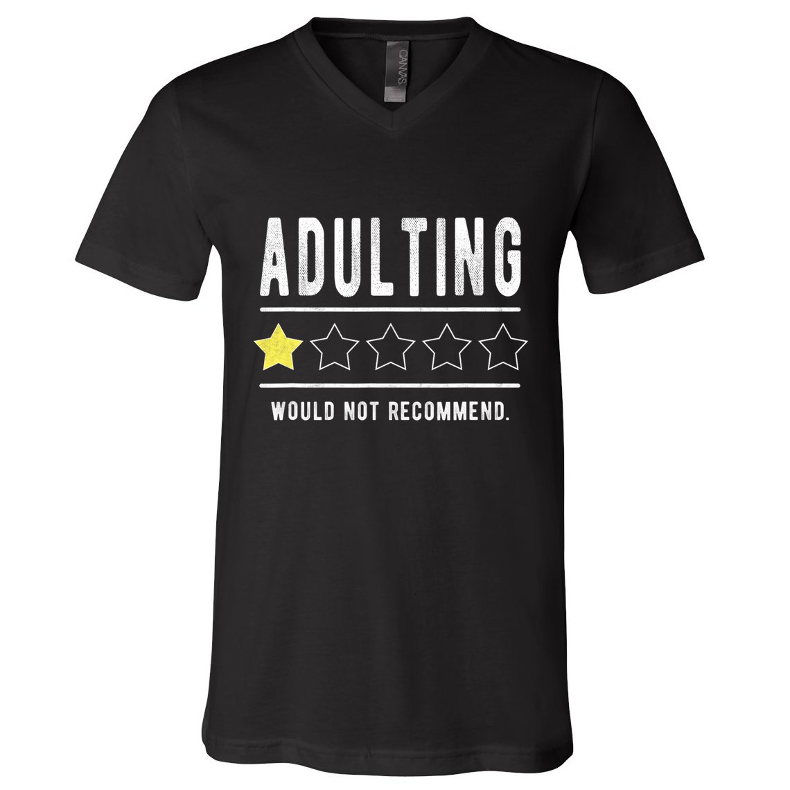 Adulting Would Not Recommend Funny Sayings One Star Adulting V-Neck T-Shirt