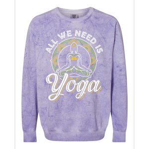 All We Need Is Yoga Workout Fitness Healthy Holistic Health Gift Colorblast Crewneck Sweatshirt