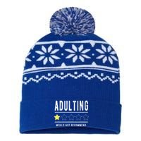 Adulting Would Not Recommend Funny Sayings One Star Adulting USA-Made Snowflake Beanie