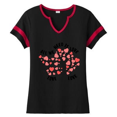 All We Need Is Love Hearts Tree Cute Rotic Valentines Day Funny Gift Ladies Halftime Notch Neck Tee