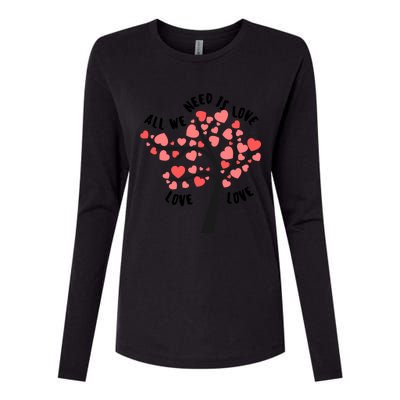 All We Need Is Love Hearts Tree Cute Rotic Valentines Day Funny Gift Womens Cotton Relaxed Long Sleeve T-Shirt