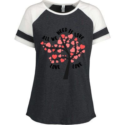 All We Need Is Love Hearts Tree Cute Rotic Valentines Day Funny Gift Enza Ladies Jersey Colorblock Tee