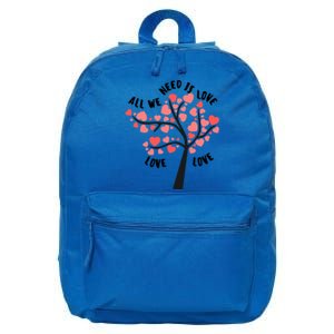 All We Need Is Love Hearts Tree Cute Rotic Valentines Day Funny Gift 16 in Basic Backpack