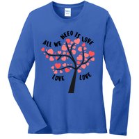 All We Need Is Love Hearts Tree Cute Rotic Valentines Day Funny Gift Ladies Long Sleeve Shirt