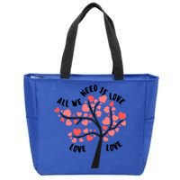 All We Need Is Love Hearts Tree Cute Rotic Valentines Day Funny Gift Zip Tote Bag