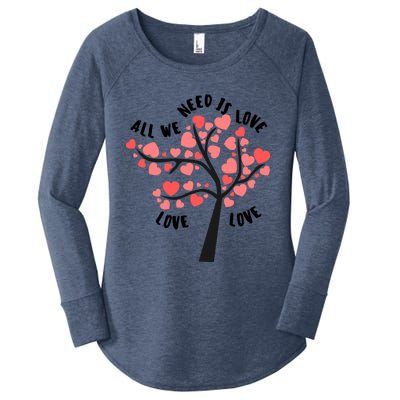 All We Need Is Love Hearts Tree Cute Rotic Valentines Day Funny Gift Women's Perfect Tri Tunic Long Sleeve Shirt