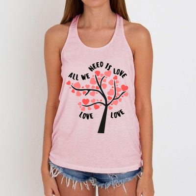 All We Need Is Love Hearts Tree Cute Rotic Valentines Day Funny Gift Women's Knotted Racerback Tank