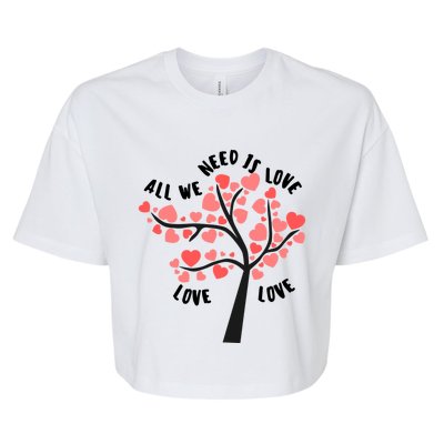 All We Need Is Love Hearts Tree Cute Rotic Valentines Day Funny Gift Bella+Canvas Jersey Crop Tee