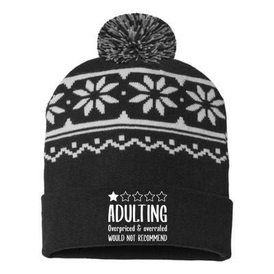 Adulting Would Not Recommend One Star USA-Made Snowflake Beanie