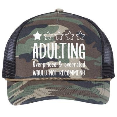 Adulting Would Not Recommend One Star Retro Rope Trucker Hat Cap